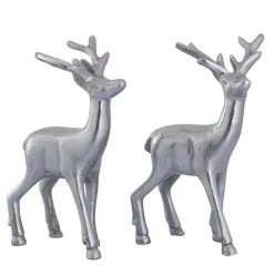 Parya Home - Deco figuur hert set van 2 tafeldecoratie metaal zilver Best