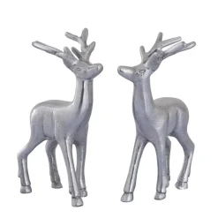 Parya Home - Deco figuur hert set van 2 tafeldecoratie metaal zilver Best