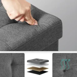 Parya Home - Grijze Poef - Hocker - Donkergrijs Discount