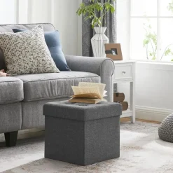 Parya Home - Grijze Poef - Hocker - Donkergrijs Discount