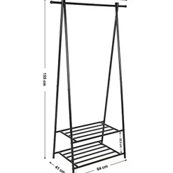 Parya Home - Kledingrek met Schoenenrek in Metaal - 155x87.5cm - Zwart Sale