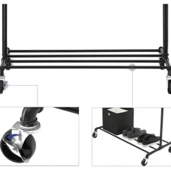 Parya Home - Kledingrek Op Wielen - Metaal - Zwart New