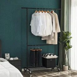 Parya Home - Kledingrek Op Wielen - Metaal - Zwart New