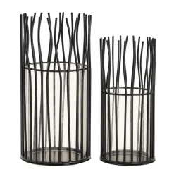 Parya Home - Lantaarnset 2-delige Loft zwarte of zilveren kandelaar lantaarns Hot