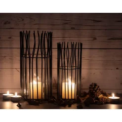 Parya Home - Lantaarnset 2-delige Loft zwarte of zilveren kandelaar lantaarns Hot