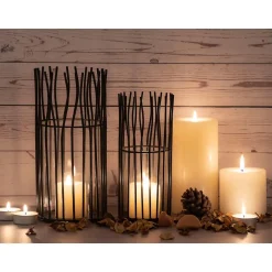 Parya Home - Lantaarnset 2-delige Loft zwarte of zilveren kandelaar lantaarns Hot