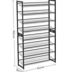 Songmics Parya Home - Schoenenrek met 8 roosters - Metaal - Zwart Outlet