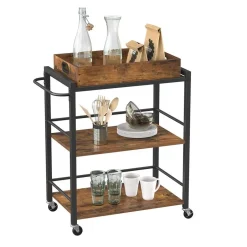 Parya Home - Serveerwagen - 3 Lagen - Met wieltjes - Industrieel Clearance