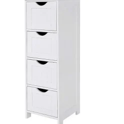 Parya Home - Smalle Ladekast met 4 Lades - Hout - Wit Outlet