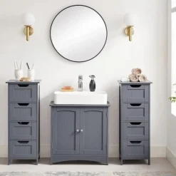 Bobbel Home Parya Home - Smalle Ladekast - 4 Lades - Hout - Grijs Outlet