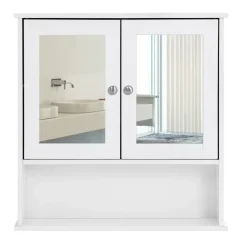 Parya Home - Spiegelkast - Badkamermeubel - 2 Deuren - 1 Plank - Hout - Wit Sale