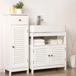 Bobbel Home Parya Home - Wastafelonderkast -Badkamerkast - 2 Deuren - Wit New