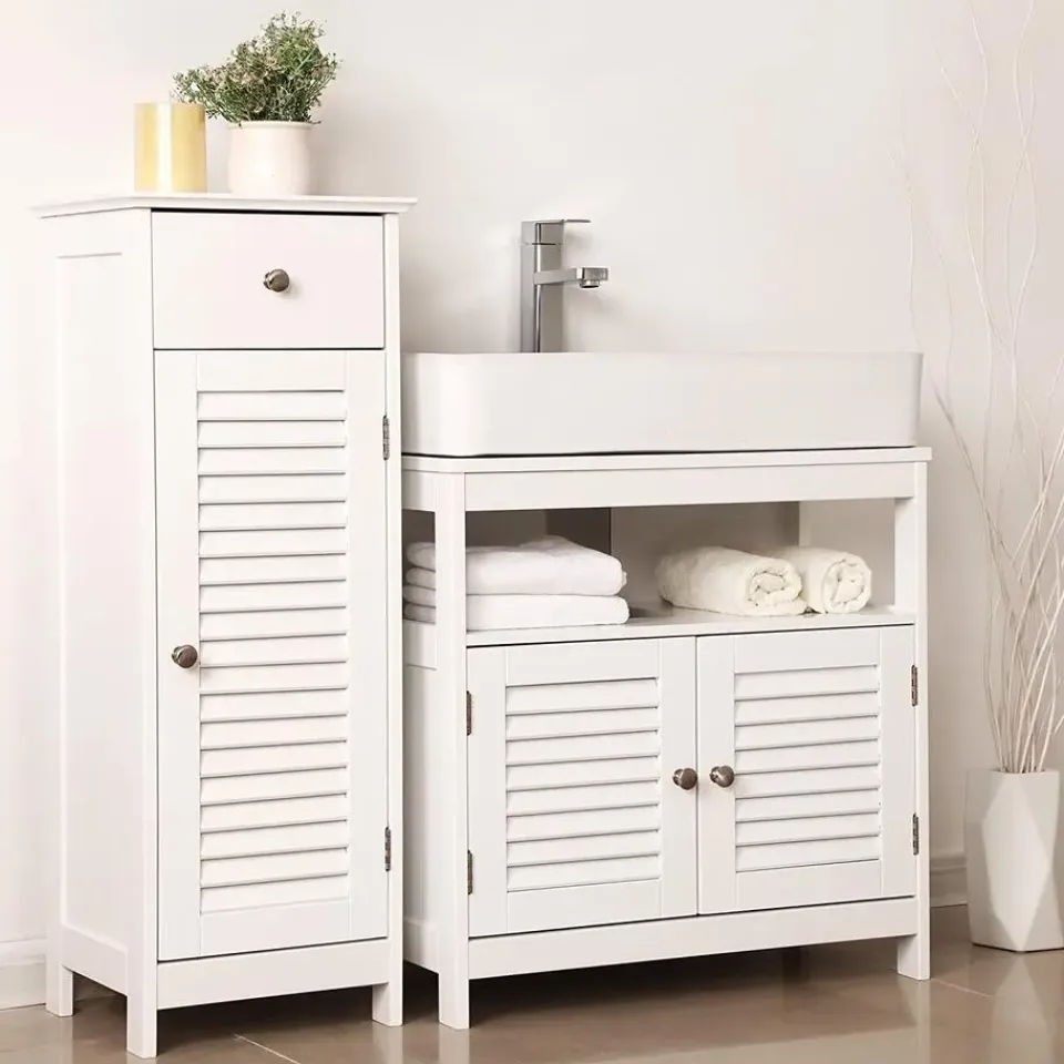 Bobbel Home Parya Home - Wastafelonderkast -Badkamerkast - 2 Deuren - Wit New