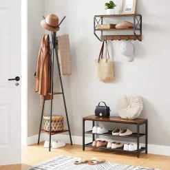 Parya Home - Zwarte Kapstok - Boomvormig - 2 planken - Industrieël Best