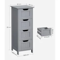 Parya Home Badkamerkast, badkamerkast, zijkast met 4 laden Outlet