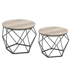 Parya Home Bijzettafel, set van 2 salontafels, grijs-zwart Sale