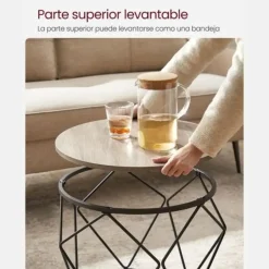 Parya Home Bijzettafel, set van 2 salontafels, grijs-zwart Sale