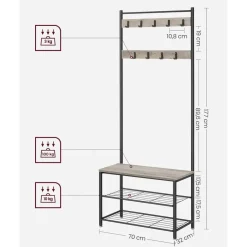 Parya Home 3-in-1 Kapstok met Schoenenrek – Entreekast met bankje Hot