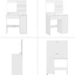 Parya Home kaptafel met spiegel - 1 lade - 2 legplanken - wit Clearance