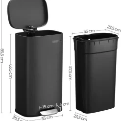 Parya Home Prullenbak voor keuken met pedaal en softclose, zwart Outlet