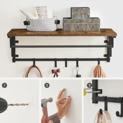 Parya Home Wandkapstok met Haken – Wandkapstok met 5 afneembare haken Best