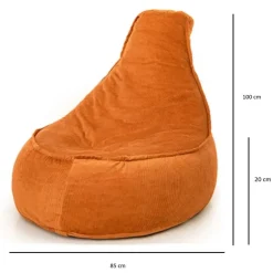Parya Stoel Zitzak Ribstof - Zitzakfauteuil - Oranje - 320 liter