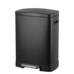 Leen Bakker Pedaalemmer duo Paco - zwart metaal - 25 + 15 liter - 64,5 cm Sale