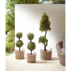 Beliani PENDULA - Bloempot set van 3 - Bruin - PE rotan Hot