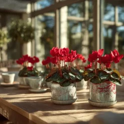 Plant in a Box Perzisch cyclaam - Set van 6 - Cyclamen Winfall Scarlet - Hoogte 10-20cm - ⌀9cm Outlet