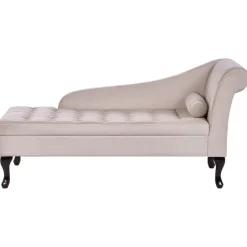 Beliani PESSAC - Chaise longue - Beige - Rechterzijde - Fluweel Clearance