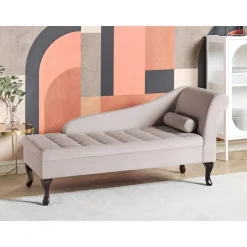 Beliani PESSAC - Chaise longue - Beige - Rechterzijde - Fluweel Clearance