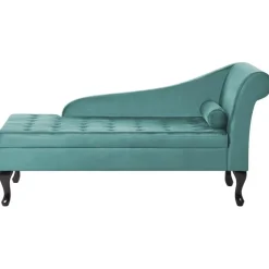 Beliani PESSAC - Chaise longue - Groenblauw - Rechterzijde - Fluweel Best