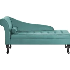 Beliani PESSAC - Chaise longue - Groenblauw - Linkerzijde - Fluweel New