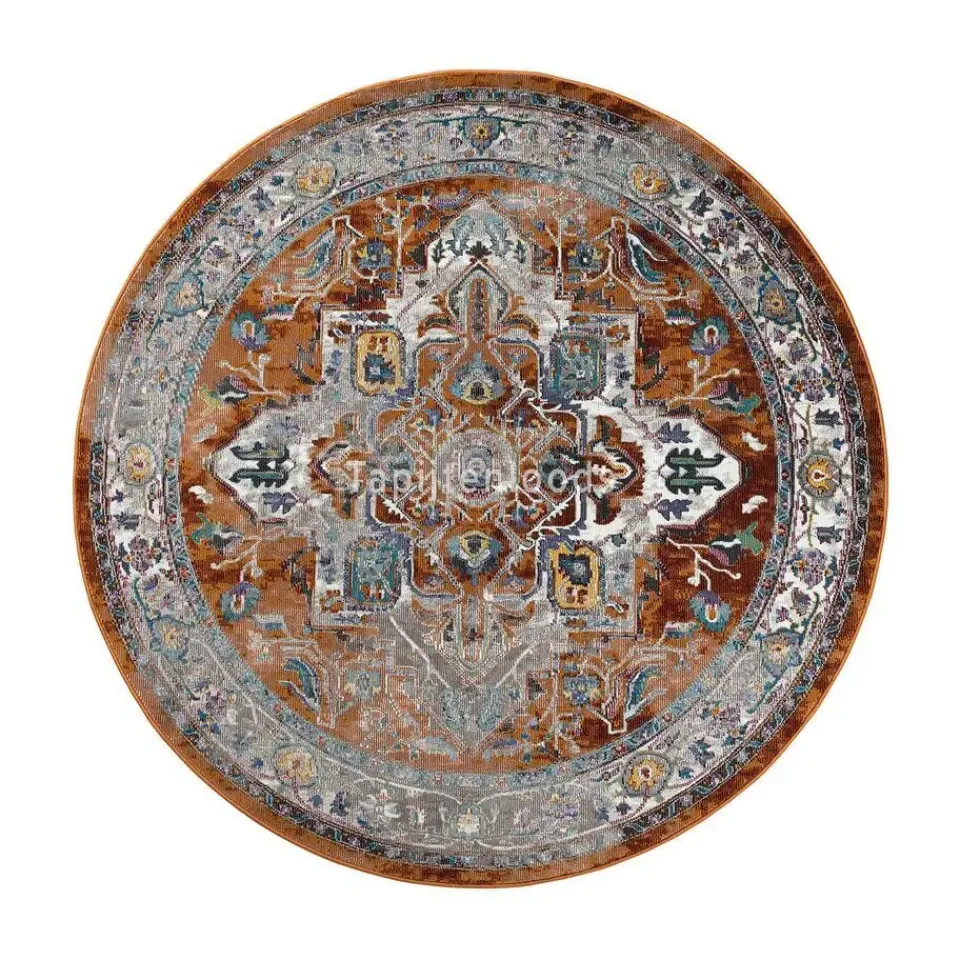 Muratap Picasso Castana Vintage Rond Vloerkleed Terra / Multi Laagpolig - 200 CM ROND Hot