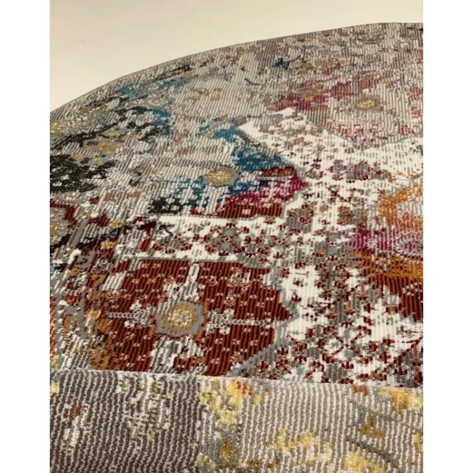 Muratap Picasso Feraghan Vintage Rond Vloerkleed Multi / Beige Laagpolig - 133 CM ROND Sale