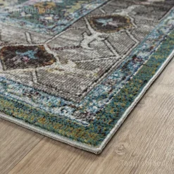 Muratap Picasso Pablo Vintage Rond Vloerkleed Groen / Multi Laagpolig - 300 CM ROND Clearance