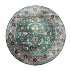 Muratap Picasso Pablo Vintage Rond Vloerkleed Groen / Multi Laagpolig - 160 CM ROND New
