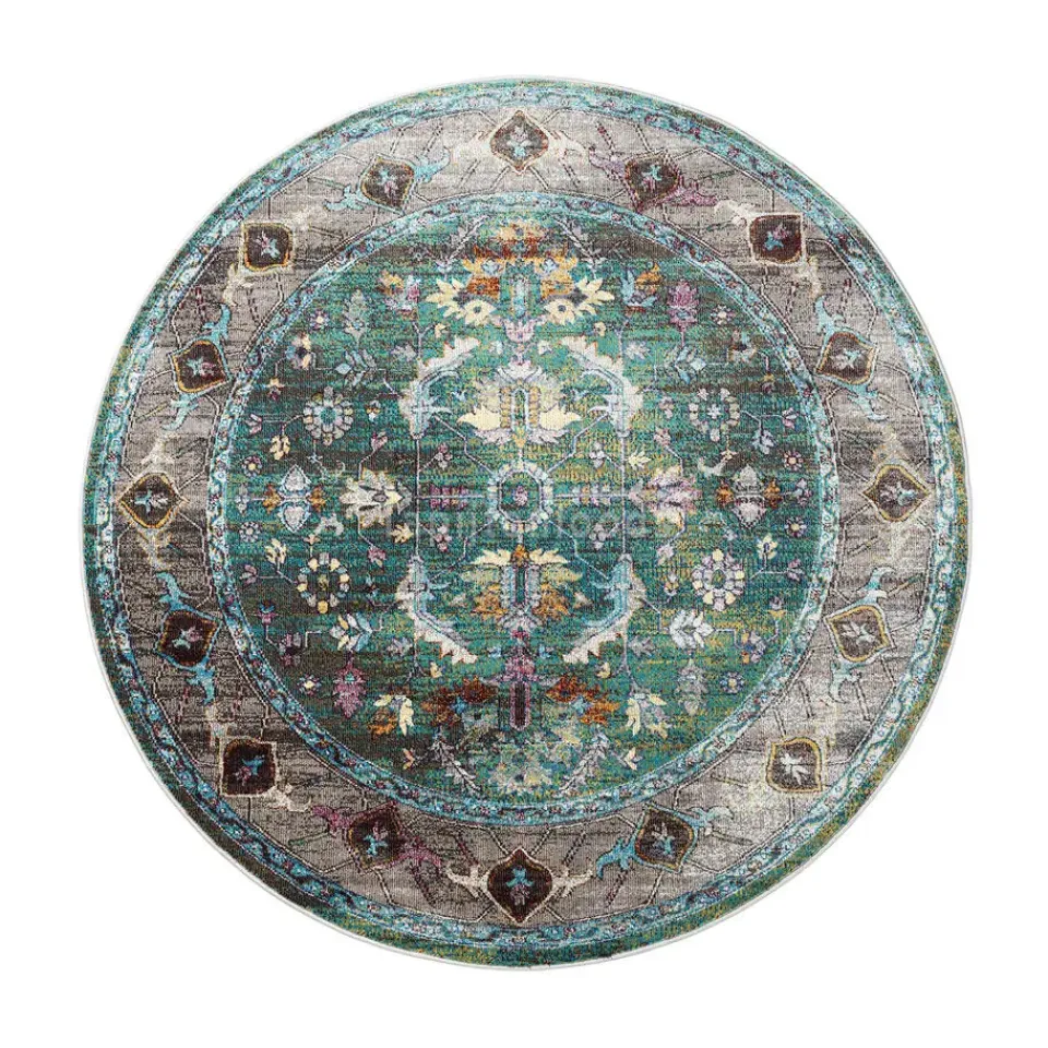 Muratap Picasso Pablo Vintage Rond Vloerkleed Groen / Multi Laagpolig - 160 CM ROND New