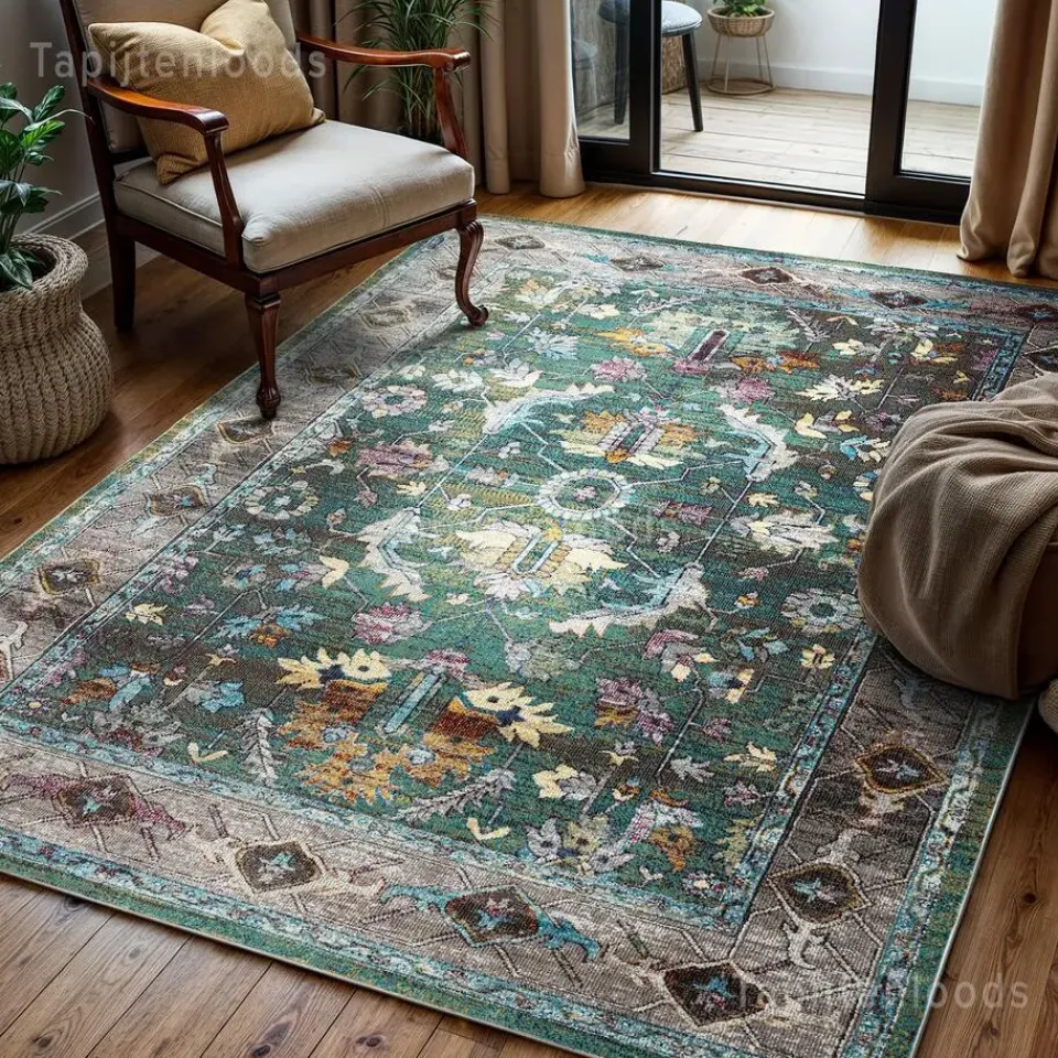 Muratap Picasso Pablo Vintage Vloerkleed Groen / Multi Laagpolig - 300x400 CM Sale