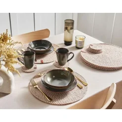 Leen Bakker PIPTURUS - Set van 12 placemats en onderzetters - Natuurlijk - Jute Clearance