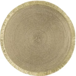 Leen Bakker Placemat Zoë met franjes - goudkleur - Ø35 cm Hot