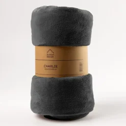 Sierkussen.nl Plaid Charlie - Charcoal Gray - 200x220 cm Outlet