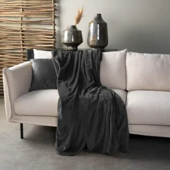 Sierkussen.nl Plaid Charlie - Charcoal Gray - 200x220 cm Outlet