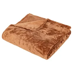 Atmosphera Plaid/bankdeken Leafes - terracotta - 180 x 230 cm - polyester Online