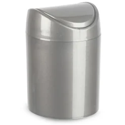 PlasticForte Mini prullenbakje - zilvergrijs- kunststof - 1.4L Sale