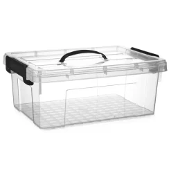 PlasticForte Opbergbox met deksel - grijs - 12.5L - kunststof Outlet