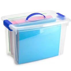 PlasticForte Opbergbox met deksel - blauw - 22L - kunststof Discount