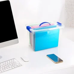 PlasticForte Opbergbox met deksel - blauw - 22L - kunststof Discount