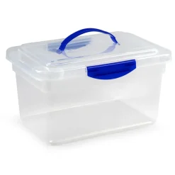 PlasticForte Opbergbox met deksel - blauw - 9L - kunststof Discount