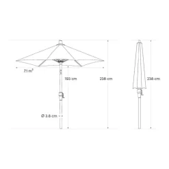 Platinum Riva stokparasol 3 m. rond - Teak Antraciet Best